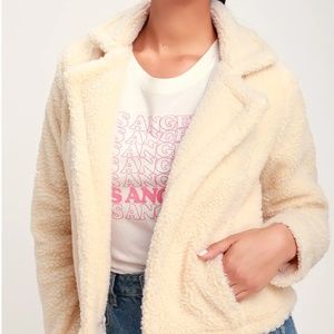 Lulu's Favlaux Cream Sherpa Teddy Biker Jacket (S)